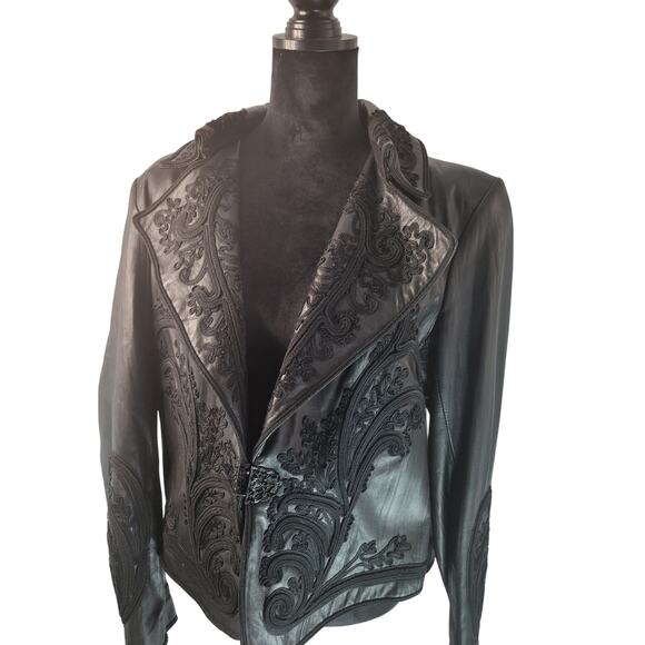 Peter Nygard | The Luxe Command Jacket – Embroidered Leather Statement - Size XL - Picture 1 of 6